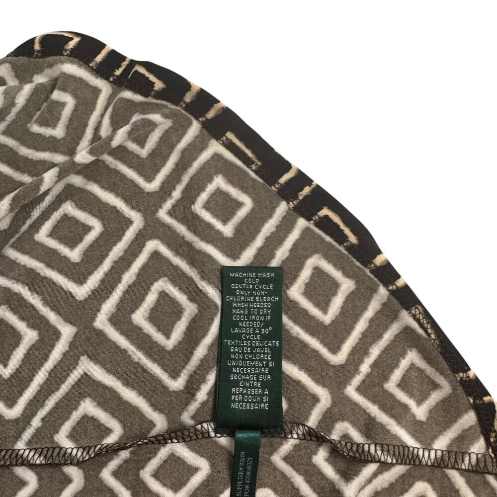 Lauren Ralph Lauren Geometric Print Maxi Dress Size 4 | Black & Cream Knot Front - Picture 4 of 9
